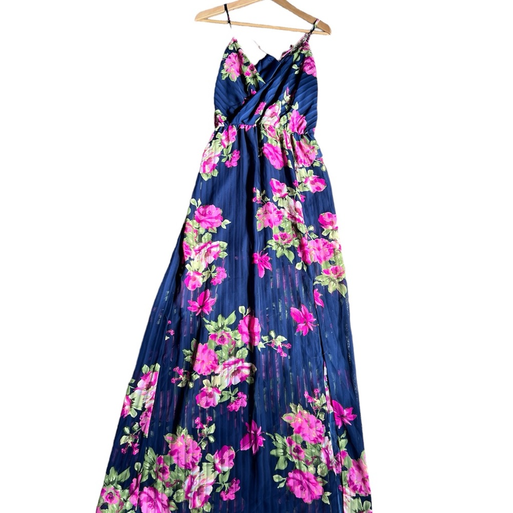 Floral Maxi Dress Blue and Pink flowers